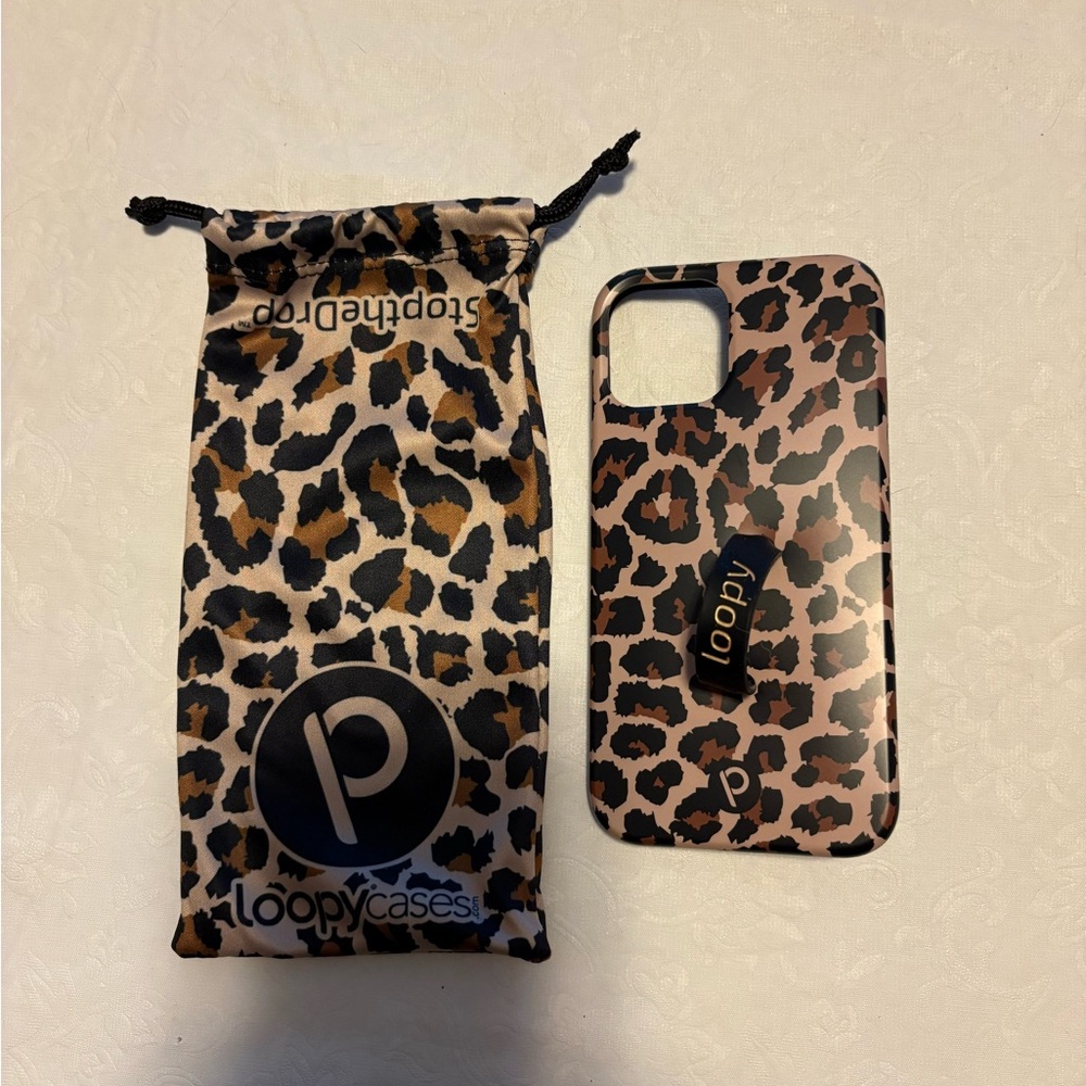 Loopy Case Brown and Black Phone Case with Leopard Print